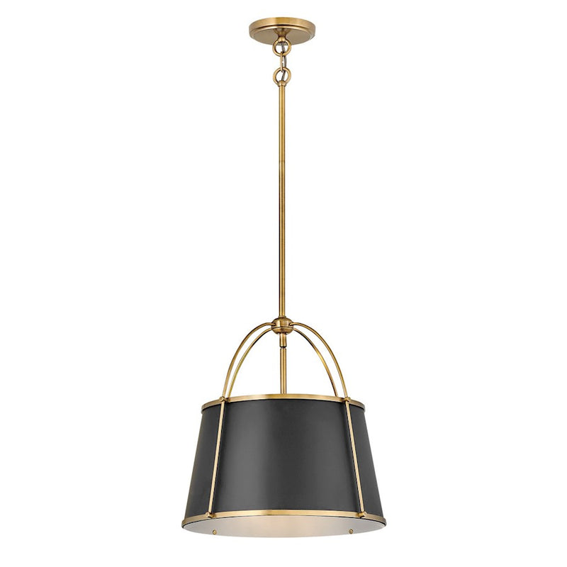 Hinkley Clarke 16in 1-Light Chandelier | Traditional Polished Nickel Steel and Matte White Shade | Dining Room & Kitchen Island | 16 x 16 x | Model 4894PN