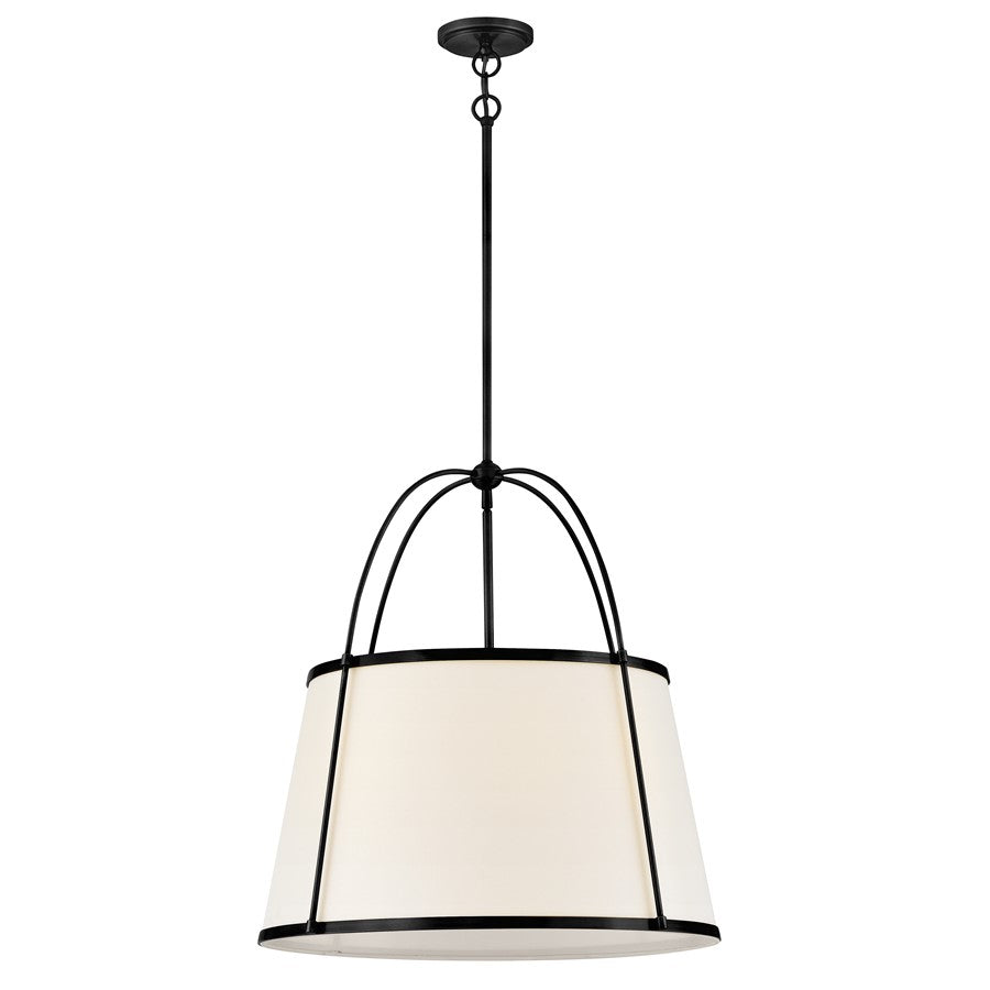 Hinkley Lighting Clarke 4 Light Chandelier, Black/Off-White - 4895BK