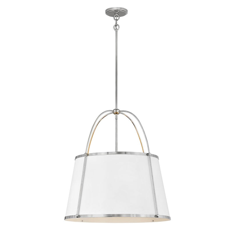 Hinkley Clarke 24in 4-Light Chandelier | Traditional Polished Nickel Steel and Matte White Metal | Dining Room & Living Room | 24 x 24 x 25 | Model 4895PN
