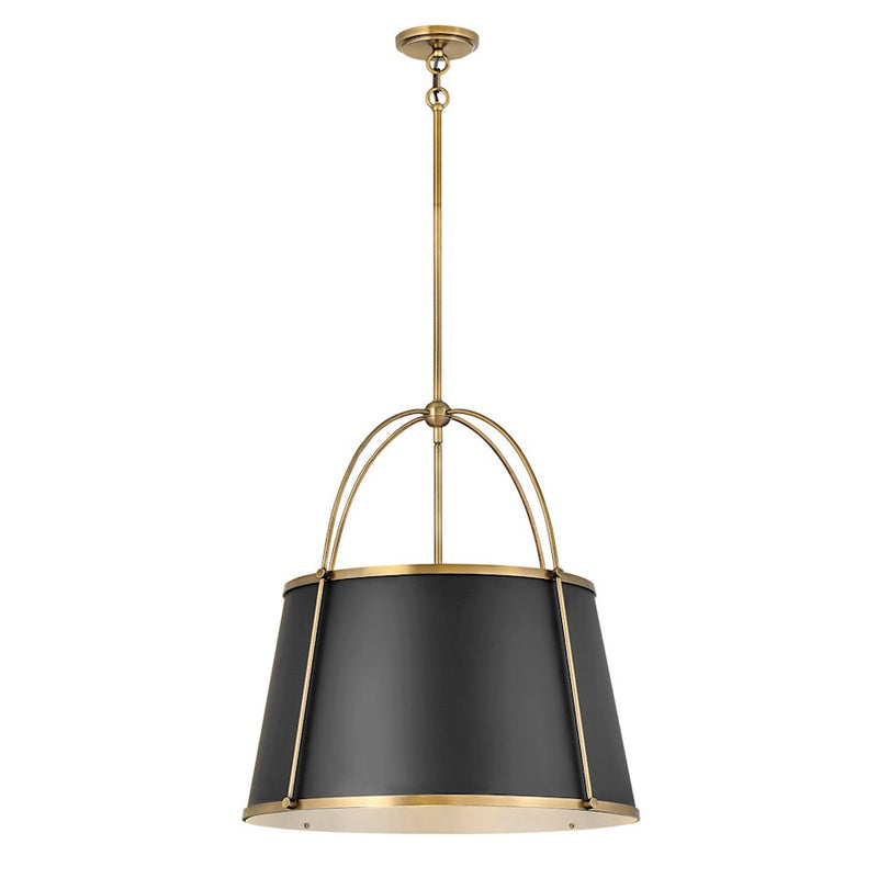 Hinkley Clarke 24in 4-Light Chandelier | Traditional Polished Nickel Steel and Matte White Metal | Dining Room & Living Room | 24 x 24 x 25 | Model 4895PN