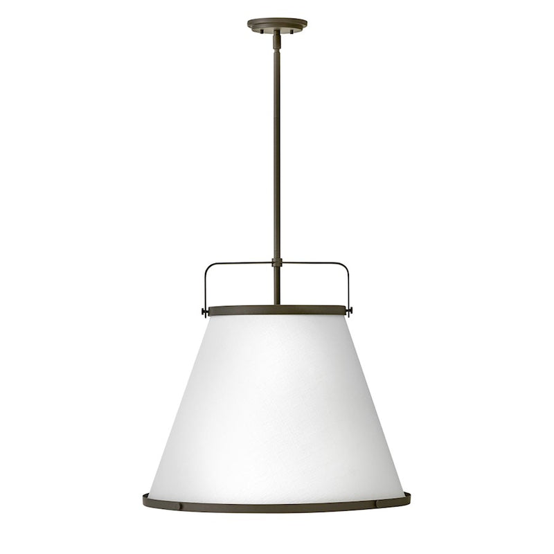 Hinkley Lark 24in 3-Light Pendant | Traditional Transitional Lacquered Brass Steel and Off-White Textured Fabric | Kitchen Island & Dining | Model 4995LCB