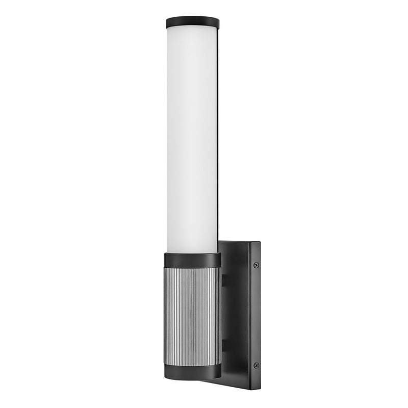 Hinkley Zevi 17.5in 1-Light Wall Sconce | Industrial Transitional Black Steel and Chrome with Etched Opal Glass | Hallway & Bathroom | Model 50060BK-CM