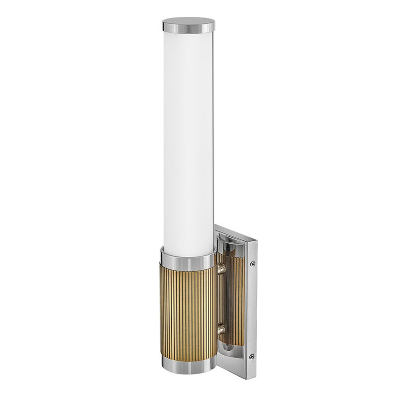 Hinkley Zevi 17in 1-Light LED Sconce | Transitional Industrial Polished Nickel and Lacquered Brass with Etched Opal Glass | Hallway & | Model 50060PN