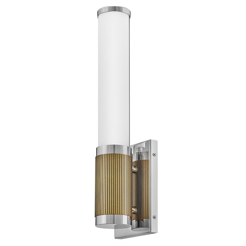 Hinkley Zevi 17in 1-Light LED Sconce | Transitional Industrial Polished Nickel and Lacquered Brass with Etched Opal Glass | Hallway & | Model 50060PN