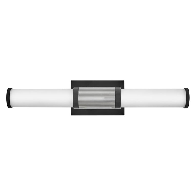 Hinkley Zevi 23in 1-Light Vanity Light | Transitional Industrial Black Steel and Chrome with Etched Opal Glass | Bathroom Vanity | 3.75 | Model 50062BK-CM