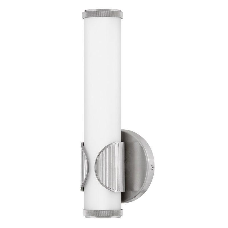 Hinkley Femi 13in 1-Light LED Wall Sconce | Transitional Brushed Nickel Steel and Etched Opal Glass | Hallway & Bathroom Accent | 1500 | Model 50080BN