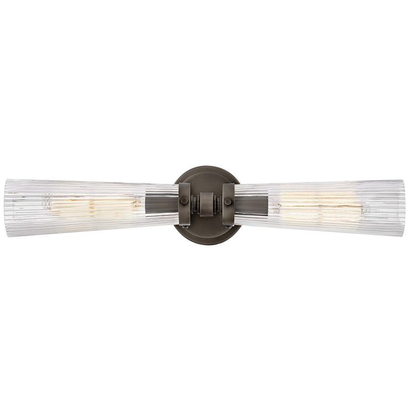 Hinkley Lighting Jude 2 Light Vanity, Black Oxide/Clear Fluted - 50092BX