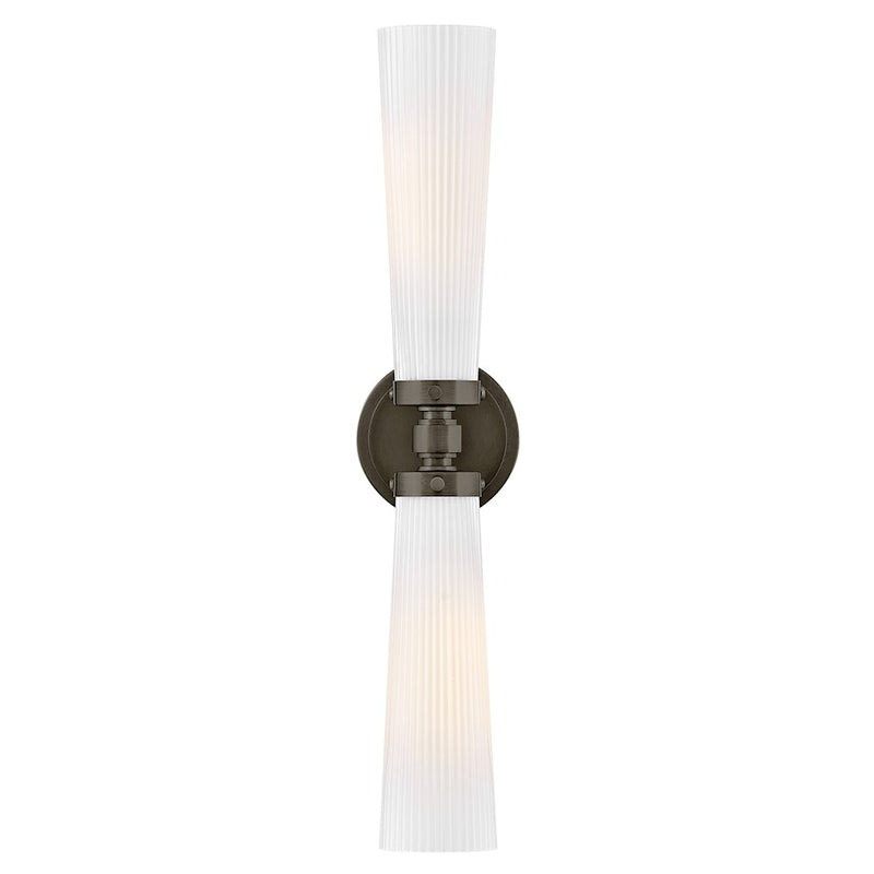 Hinkley Lighting Jude 2-Light Vanity Light | Black Oxide | Cased Opal Glass Shade | Traditional Vanity Light Above the Bathroom Mirror | 50092BX-CO