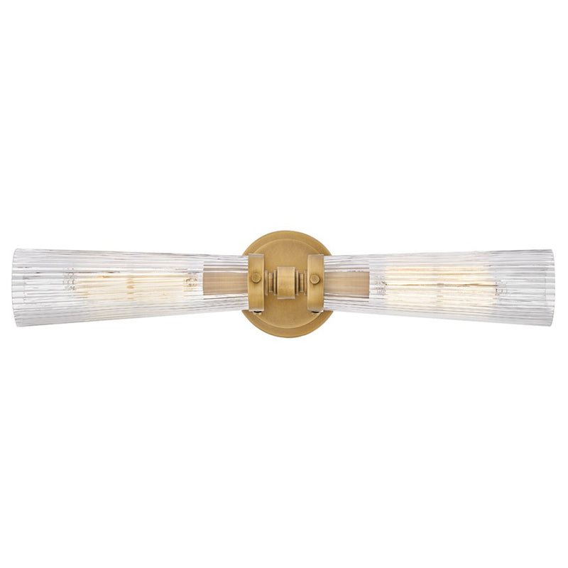 Hinkley Jude 24in 2-Light Vanity Light | Traditional Heritage Brass Steel and Clear Fluted Glass | Bathroom Vanity & Powder Room | 5.5 x | Model 50092HB