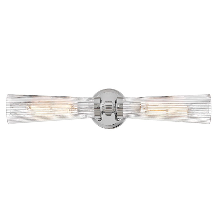 Hinkley Lighting Jude 2 Light Vanity, Polished Nickel/Clear Fluted - 50092PN
