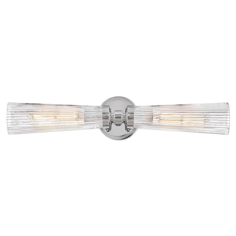 Hinkley Lighting Jude 2 Light Vanity, Polished Nickel/Clear Fluted - 50092PN