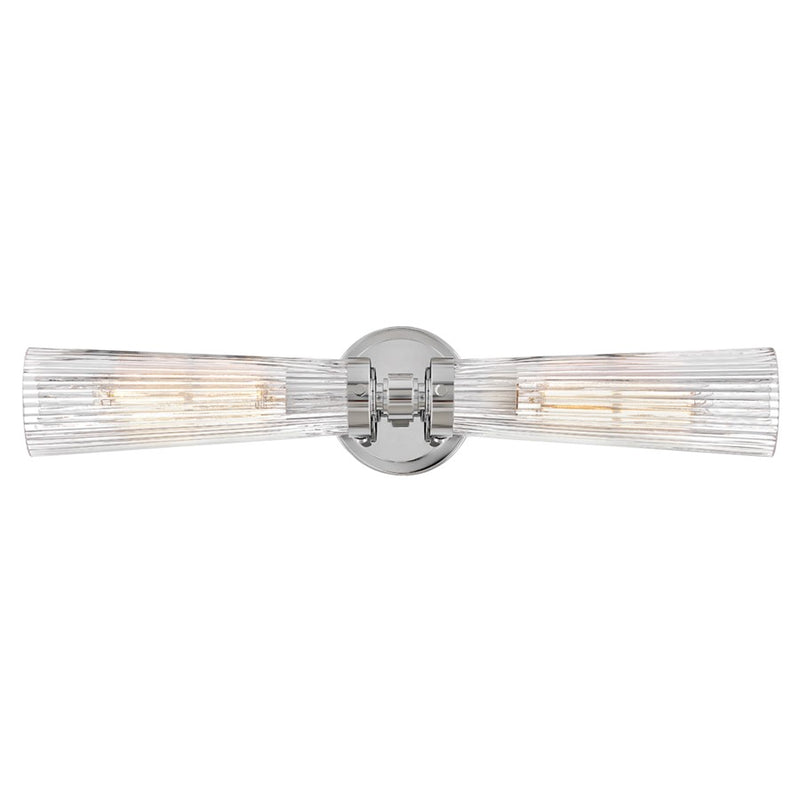 Hinkley Jude 24in 2-Light Vanity Light | Traditional Polished Nickel Steel and Clear Fluted Glass | Bathroom Vanity | 5.5 x 24 x 5 in | Model 50092PN