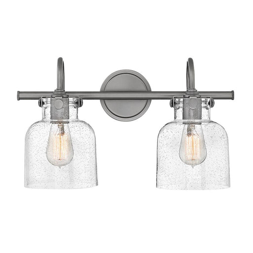 Hinkley Bath Congress 19in 2-Light Bathroom Vanity Light | Traditional Antique Nickel Steel and Clear Seedy Glass | Bathroom Vanity | 19in | Model 50122AN