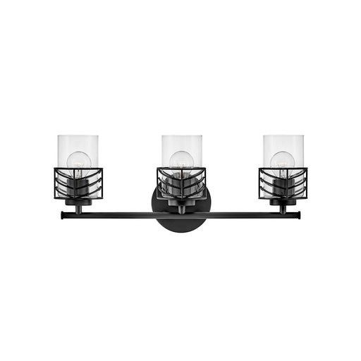 Hinkley Lighting Della 3-Light Bath Vanity Light | Black Finish | Clear Glass Shade | Transitional Vanity Light Above the Bathroom Mirror | 50263BK