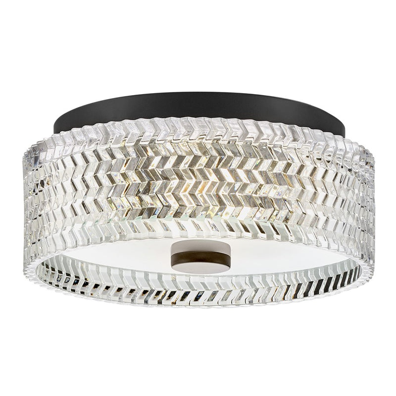 Hinkley Elle 2Lt Flush Mount, Black/Clear Chevron/Etched Lens