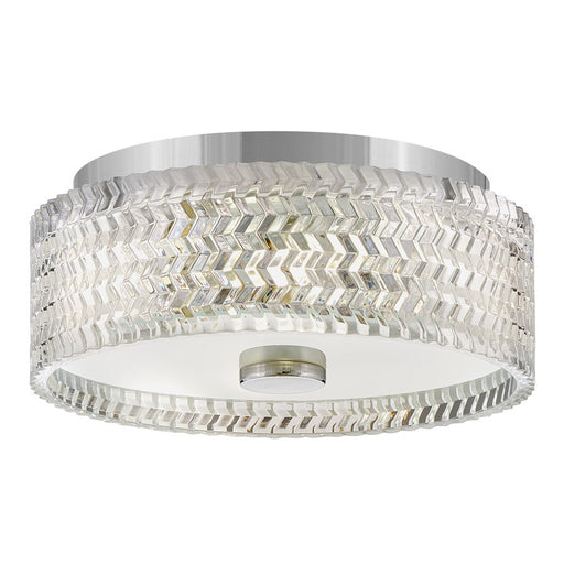 Hinkley Elle 2Lt Flush Mount, Chrome/Clear Chevron/Etched Lens - 5041CM