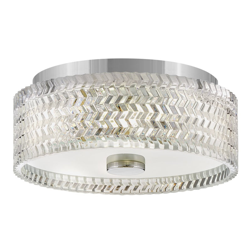 Hinkley Elle 2Lt Flush Mount, Chrome/Clear Chevron/Etched Lens