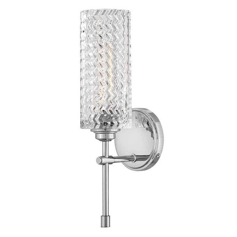 Hinkley Elle 1-Light Wall Sconce | Traditional Chrome Steel and Clear Chevron Glass | Bathroom & Hallway Vanity Light | 6.5 x 5.5 x 18.5 in | Model 5045CM