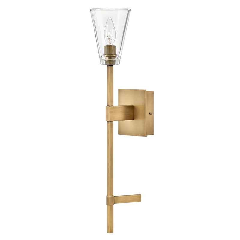 Hinkley Auden 1-Light Wall Sconce | Traditional Glam Black Oxide Steel and Clear Glass | Bathroom & Hallway Accent Light | 6.25 x 5 x 24 in | Model 50640BX
