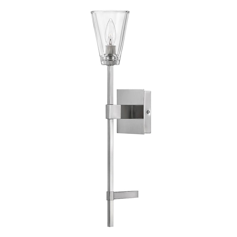 Hinkley Auden 1-Light Wall Sconce | Traditional Glam Black Oxide Steel and Clear Glass | Bathroom & Hallway Accent Light | 6.25 x 5 x 24 in | Model 50640BX