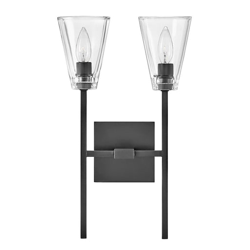 Hinkley Lighting Auden 2-Light Bath Vanity Light | Black Oxide | Traditional Vanity Light Above the Bathroom Mirror | Hardwired Damp Rated | 50642BX