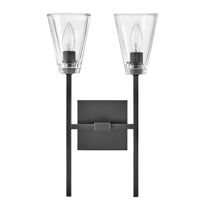 Hinkley Lighting Auden 2-Light Bath Vanity Light | Black Oxide | Traditional Vanity Light Above the Bathroom Mirror | Hardwired Damp Rated | 50642BX