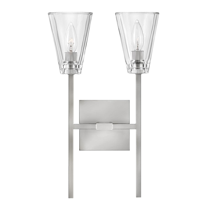 Hinkley Auden 2-Light Vanity Light | Traditional Glam Heritage Brass Steel and Clear Glass | Bathroom Vanity & Powder Room | 6 x 11 x 18 in | Model 50642HB