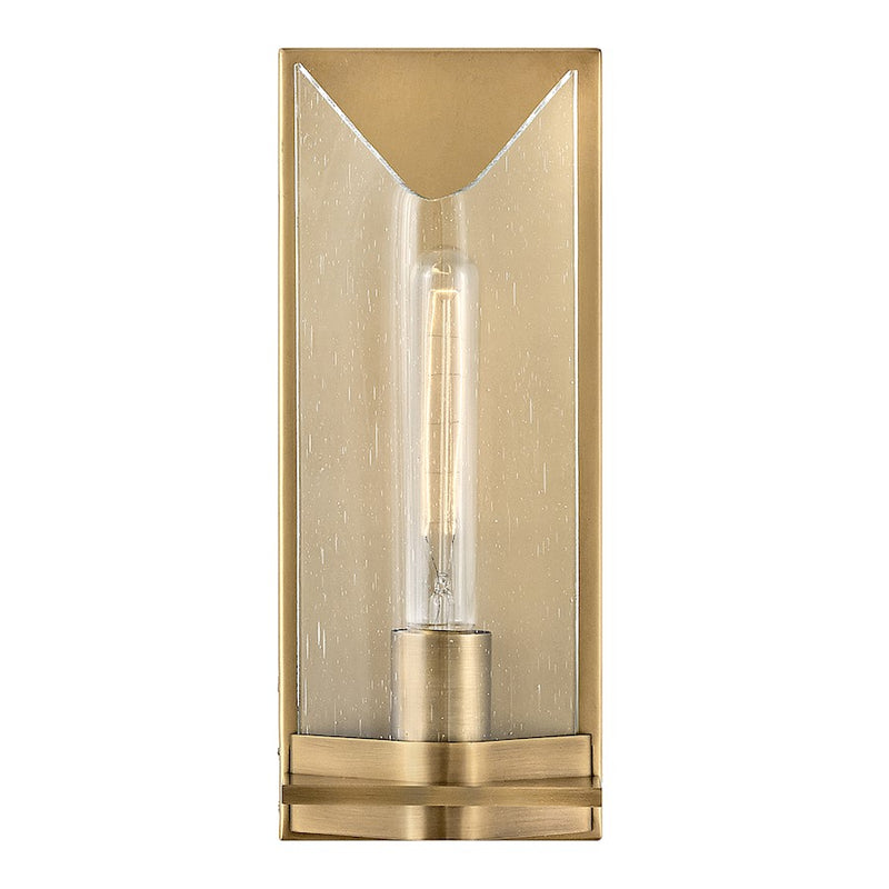 Hinkley Astoria 13in 1-Light Wall Sconce | Transitional Heritage Brass Steel and Clear Seedy Glass | Bathroom & Hallway | 4 x 5 x 13 in | Model 50710HB