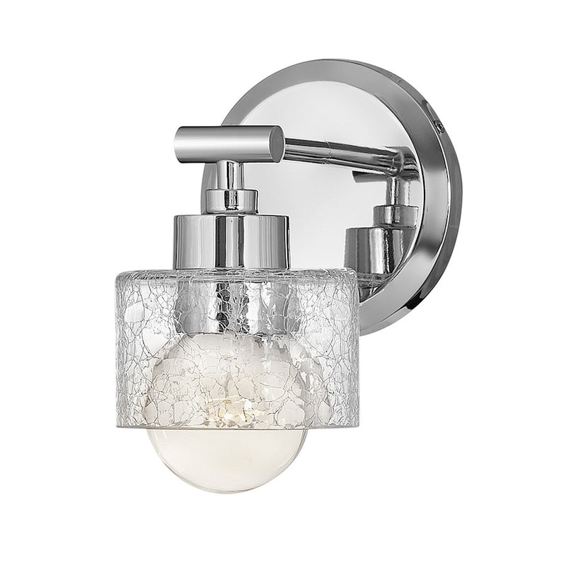 Hinkley Maeve 7in 1-Light Vanity Light | Transitional Chrome Steel and White Crackle Glass | Bathroom Vanity & Powder Room | 7 x 6 x 7 in | Model 5080CM