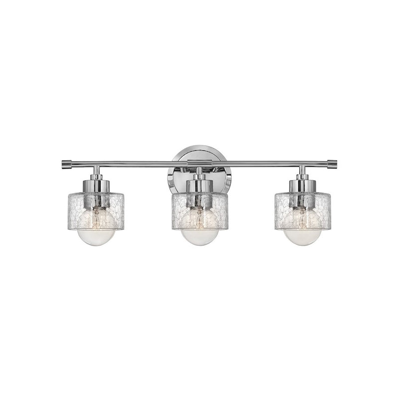 Hinkley Maeve 14in 2-Light Vanity Light | Transitional Chrome Steel and Crackle Glass | Bathroom Vanity | 7 x 14 x 7 in | Model 5082CM