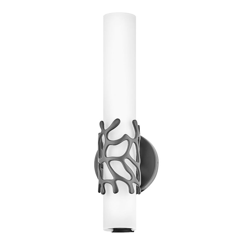 Hinkley Lyra 16in 1-Light Wall Sconce | Modern Coastal Lacquered Brass Aluminum and Etched Opal Glass | Hallway & Bathroom Accent | 4 x 5 | Model 50871LCB