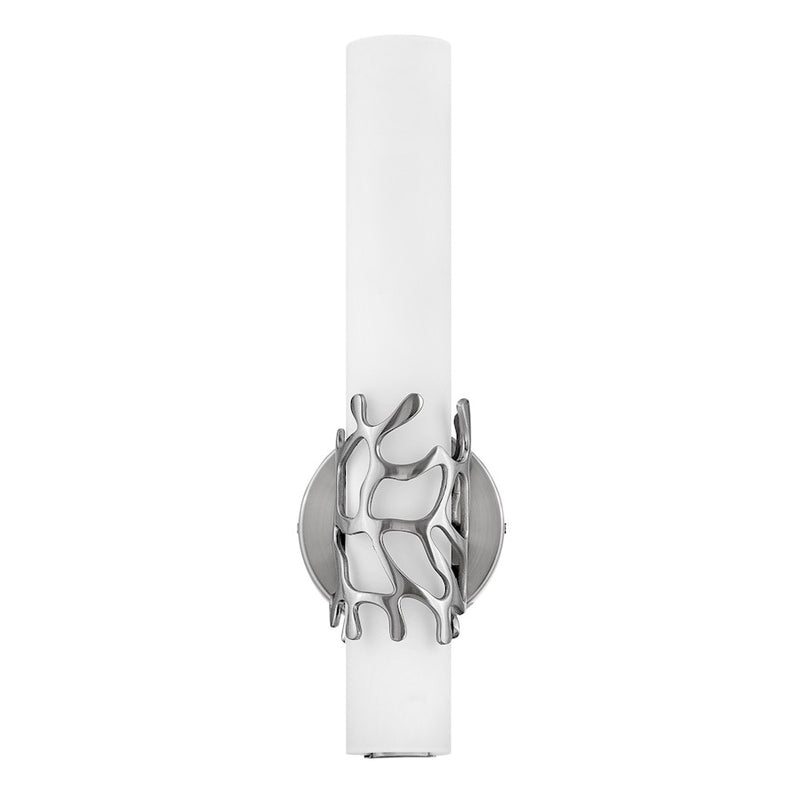 Hinkley Lyra 16in 1-Light LED Wall Sconce | Modern Coastal Brushed Nickel Aluminum and Etched Opal Glass | Bathroom & Hallway Accent | 4 x | Model 50871BN