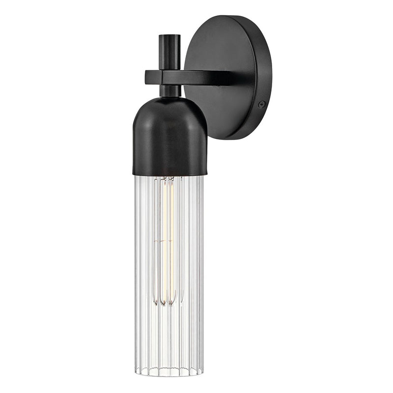 Hinkley Lighting Soren 1 Light Sconce, Black/Clear Fluted