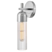 Hinkley Soren 14in 1-Light Wall Sconce | Transitional Chrome Steel and Clear Fluted Glass | Bathroom & Powder Room Vanity Light | 4.75 x 5 | Model 50910CM