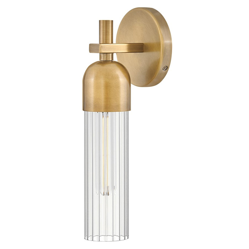 Hinkley Lighting Soren 1 Light Sconce, Heritage Brass/Clear Fluted
