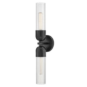 Hinkley Lighting Soren 2 Light Sconce, Black/Clear Fluted - 50912BK