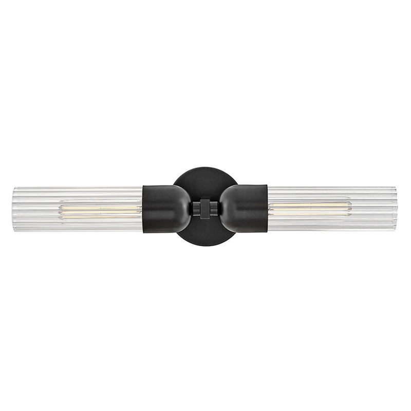 Hinkley Lighting Soren 2 Light Sconce, Black/Clear Fluted
