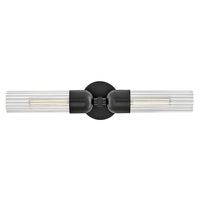 Hinkley Lighting Soren 2 Light Sconce, Black/Clear Fluted