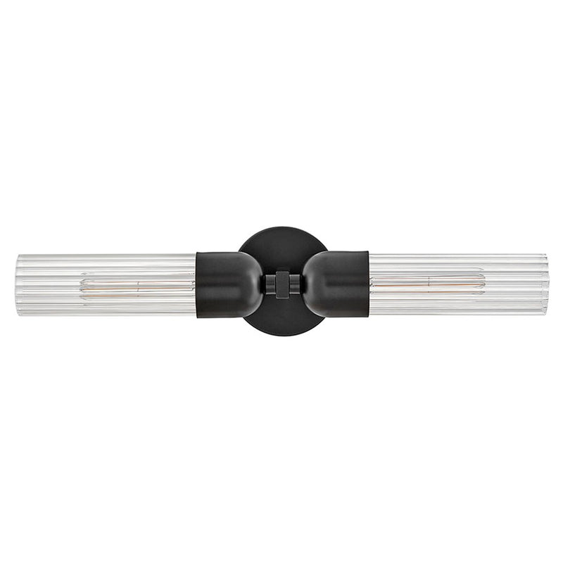 Hinkley Lighting Soren 2 Light Sconce, Black/Clear Fluted