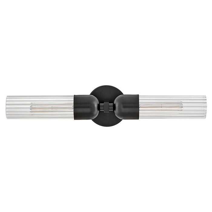Hinkley Lighting Soren 2 Light Sconce, Black/Clear Fluted