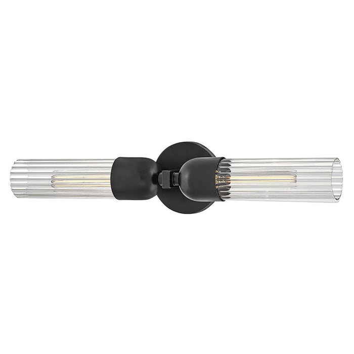 Hinkley Lighting Soren 2 Light Sconce, Black/Clear Fluted