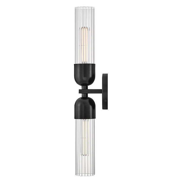 Hinkley Lighting Soren 2 Light Sconce, Black/Clear Fluted