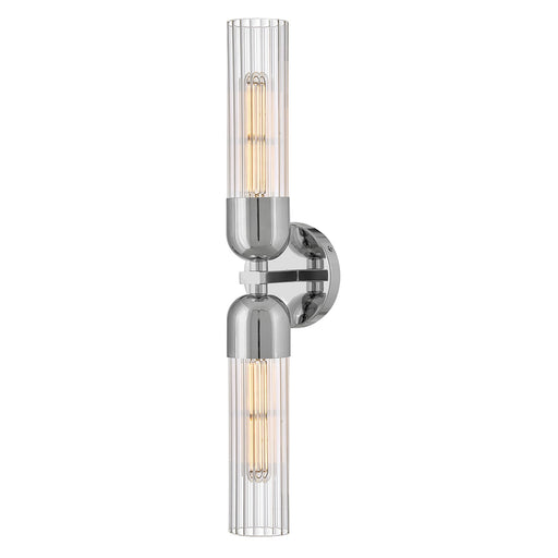 Hinkley Soren 23.5in 2-Light Bath Vanity Light | Transitional Chrome Steel and Clear Fluted Glass | Bathroom Vanity & Powder Room | 4.75 x | Model 50912CM