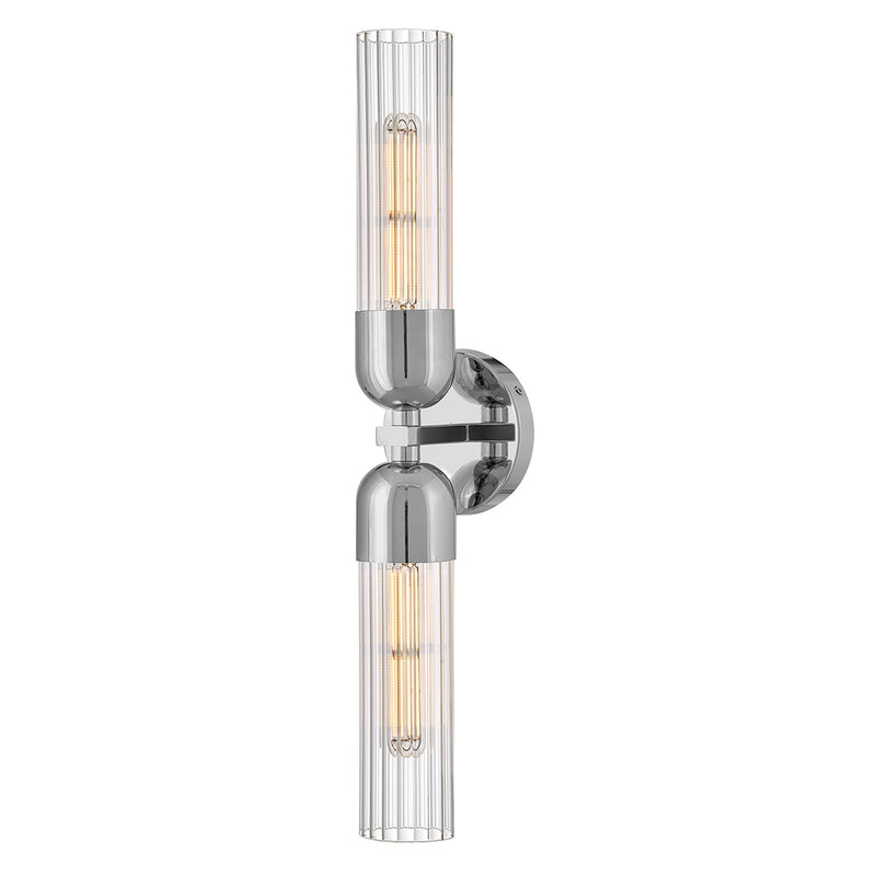 Hinkley Soren 23.5in 2-Light Bath Vanity Light | Transitional Chrome Steel and Clear Fluted Glass | Bathroom Vanity & Powder Room | 4.75 x | Model 50912CM