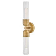 Hinkley Lighting Soren 2 Light Sconce, Heritage Brass/Clear Fluted - 50912HB