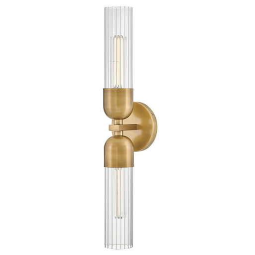Hinkley Lighting Soren 2 Light Sconce, Heritage Brass/Clear Fluted - 50912HB