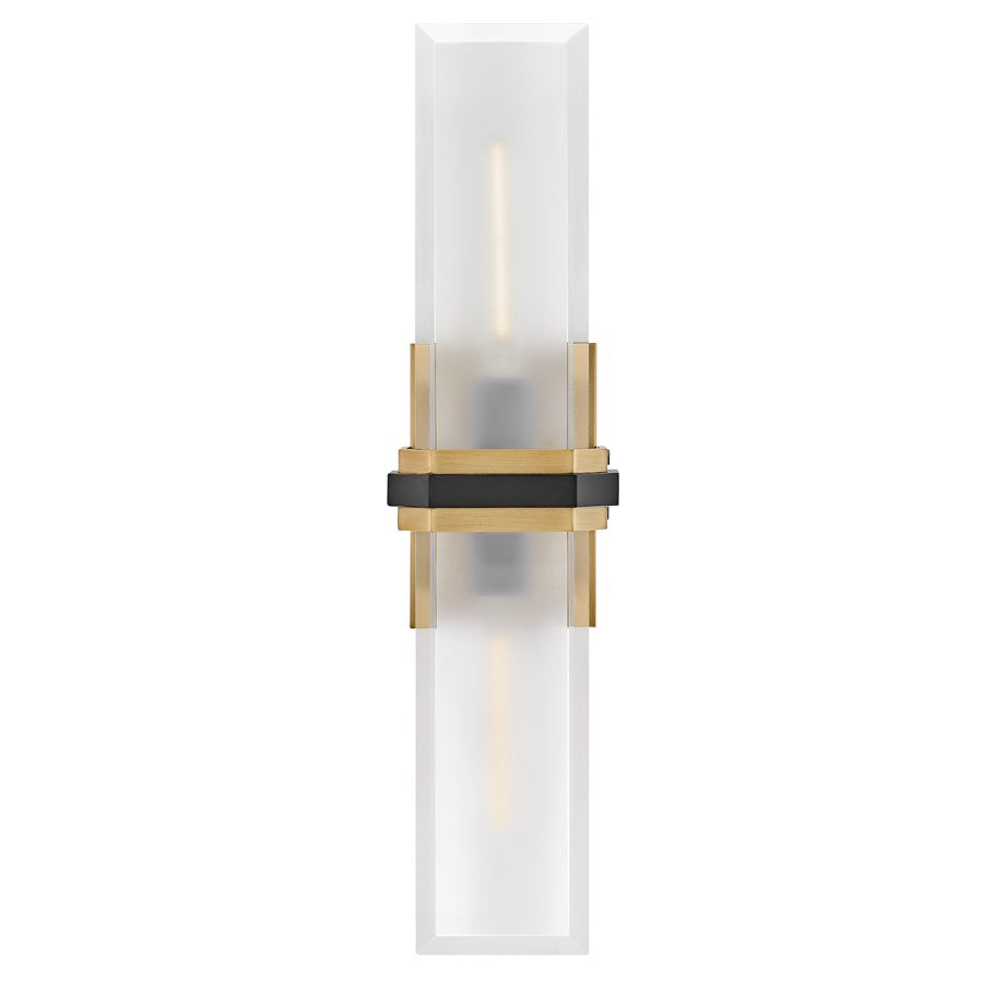 Hinkley Lighting Kipton 2 Light Sconce, Heritage Brass/Clear/Etched - 50942HB-BK