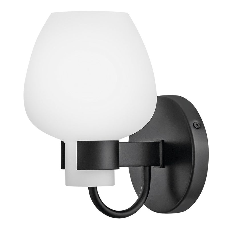 Hinkley Lighting Sylvie 1 Light Sconce, Black/Etched Opal