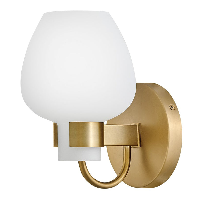 Hinkley Sylvie 1-Light Wall Sconce | Transitional Heritage Brass Steel and Etched Opal Glass | Bedroom & Bathroom Accent Light | 7in | Model 50950HB