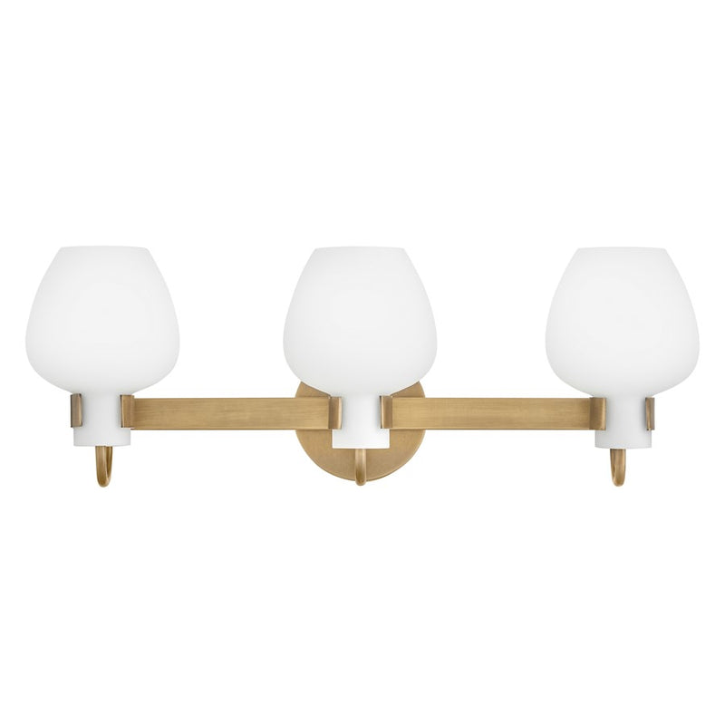 Hinkley Sylvie 24in 3-Light Vanity Light | Transitional Heritage Brass Steel and Etched Opal Glass | Bathroom Vanity | 7 x 24 x 8 in | Model 50953HB